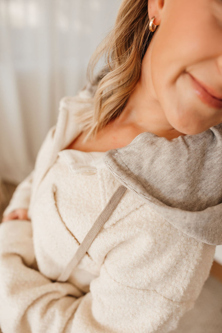 Button Down Shacket with Hood