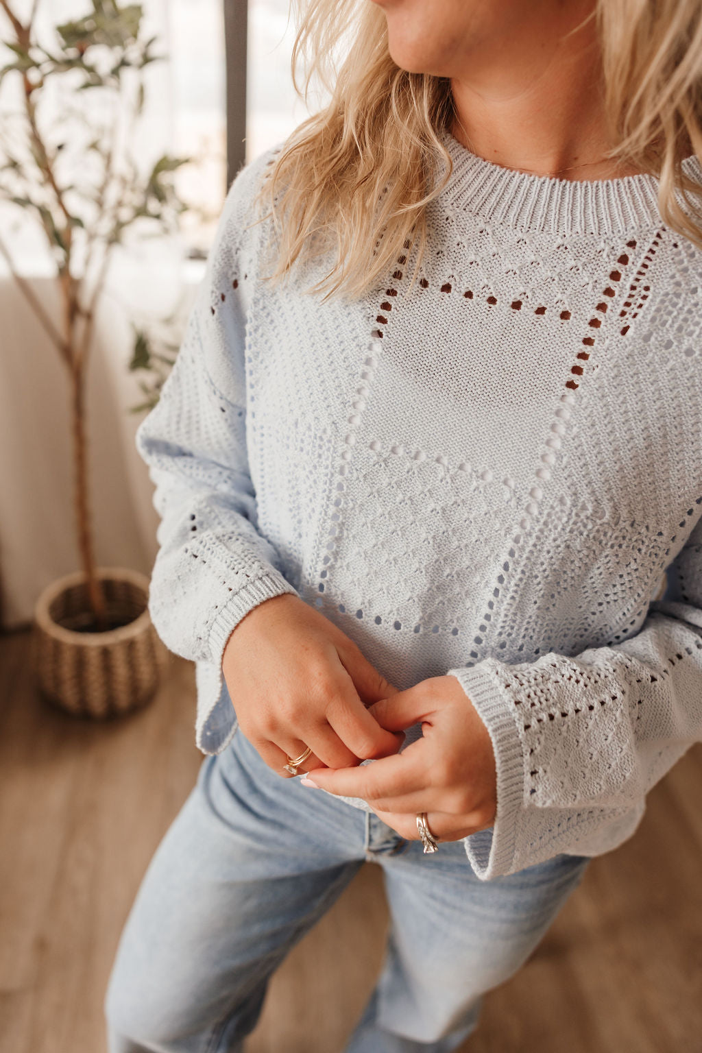 Knit Detail L/S Top