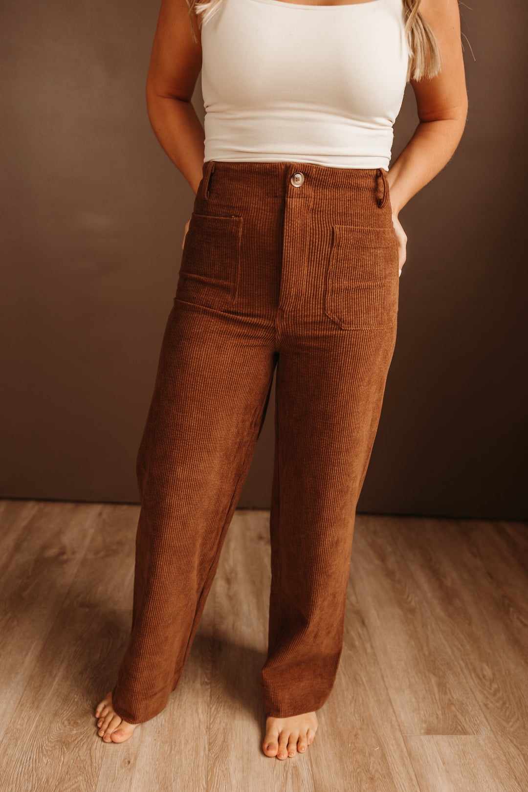Corduroy Wide Leg Crop Pants