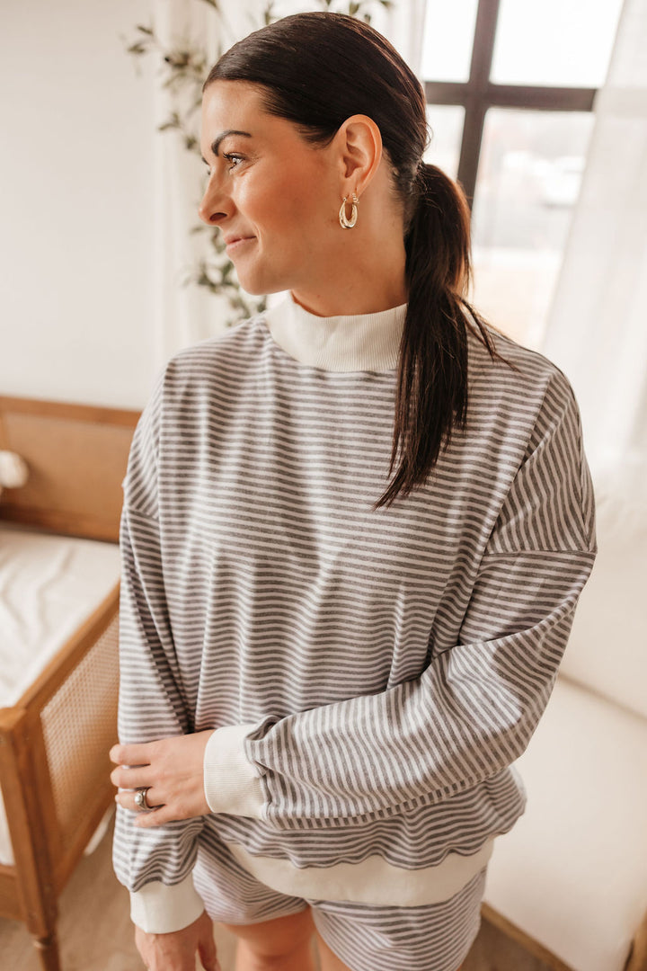 Stripe Shorts and Sweatshirt Set