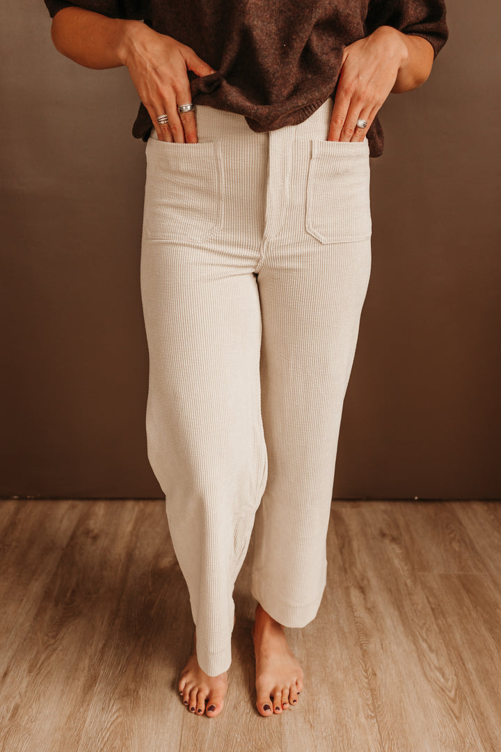Corduroy Wide Leg Crop Pants