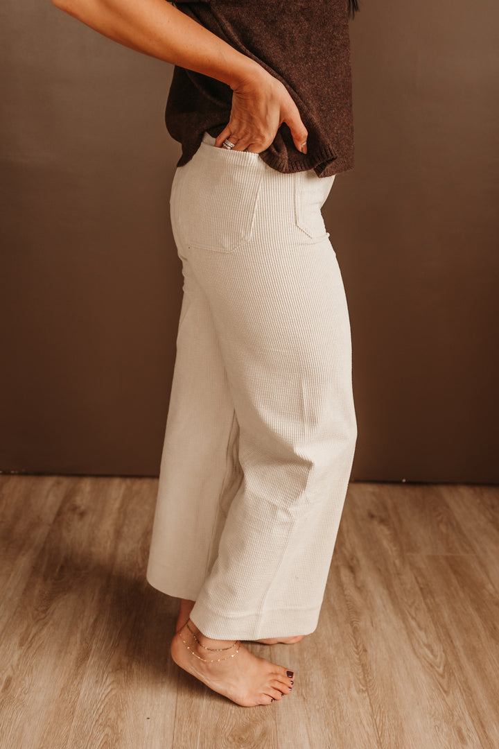Corduroy Wide Leg Crop Pants
