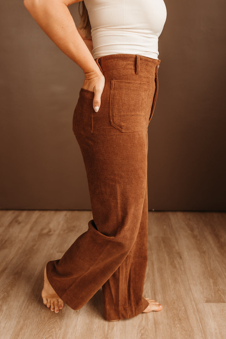 Corduroy Wide Leg Crop Pants