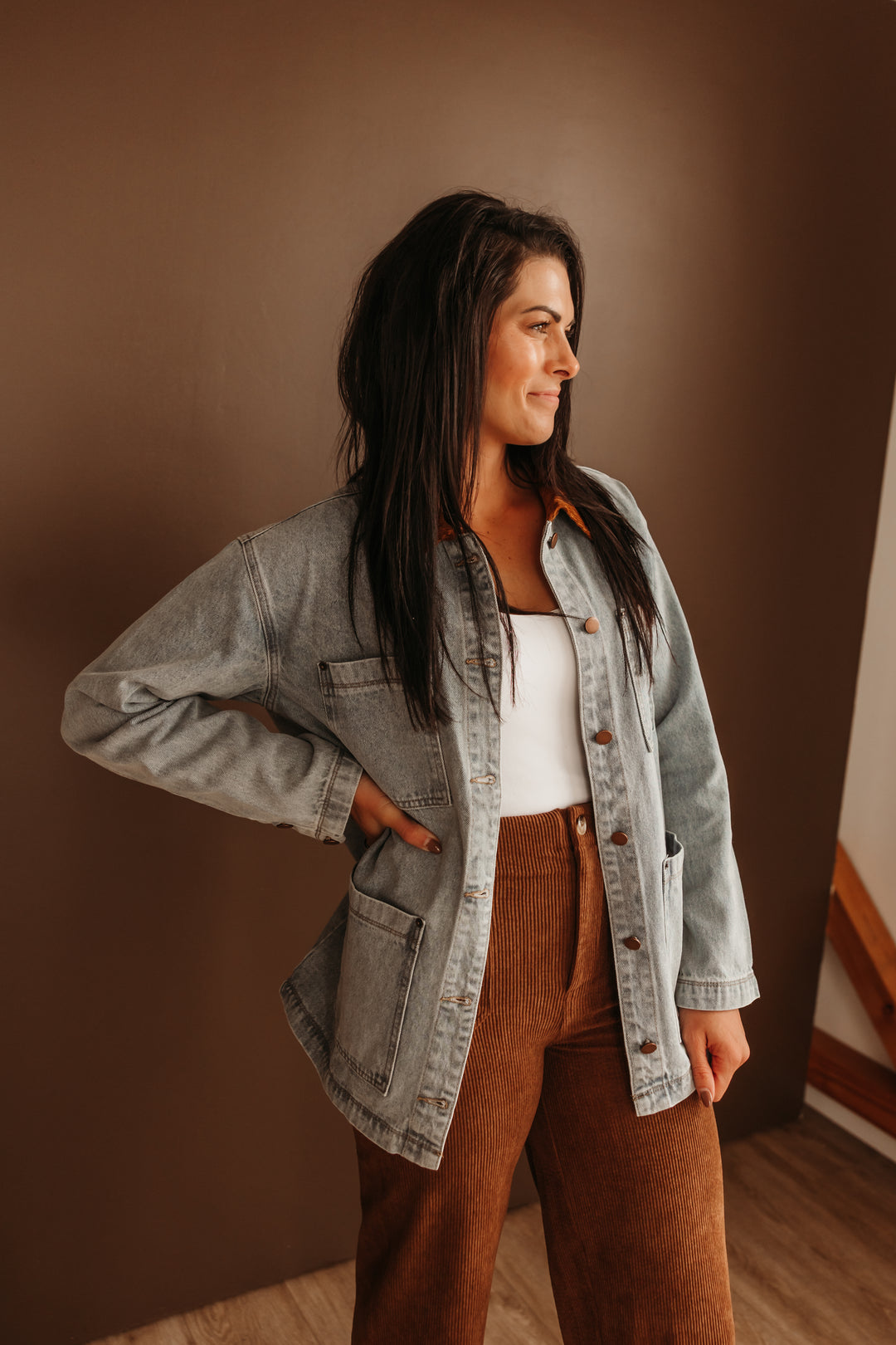 Corduroy Contrast Denim Barn Jacket