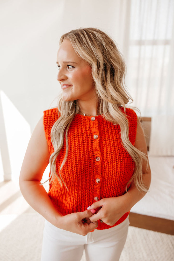 Button Up Sleeveless Sweater