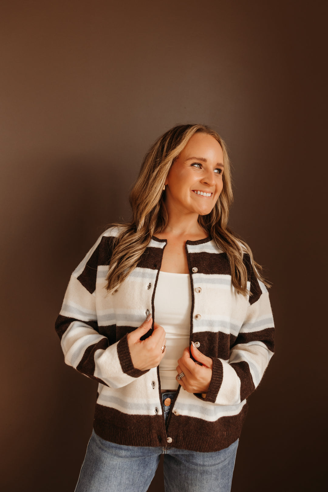 Multi Stripe L/S Cardigan