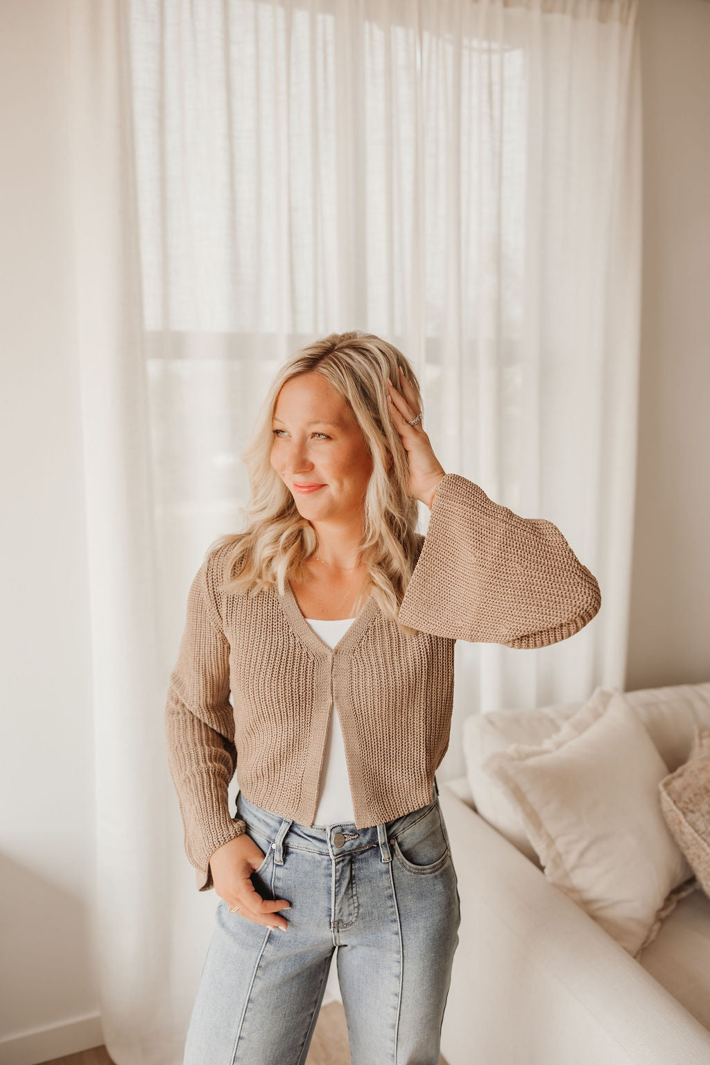 V-Neck Bell Sleeve Cardigan