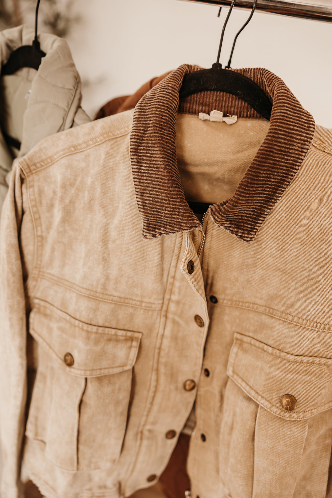 Corduroy Collar Contrast Jacket