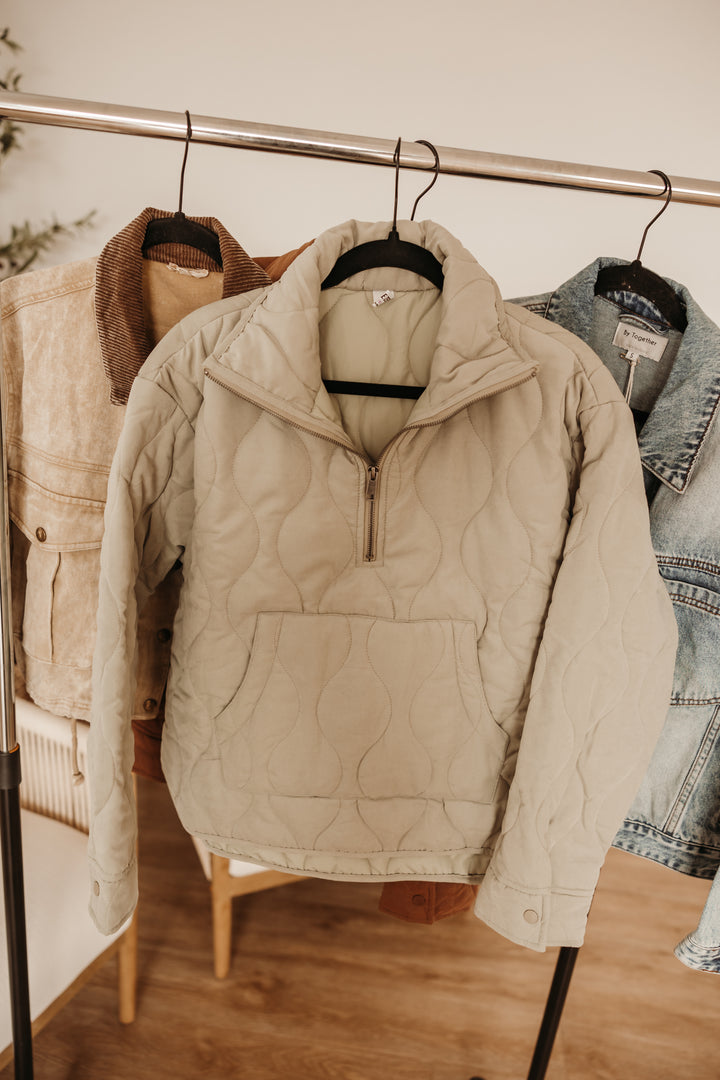 Quilted Half Zip Pullover