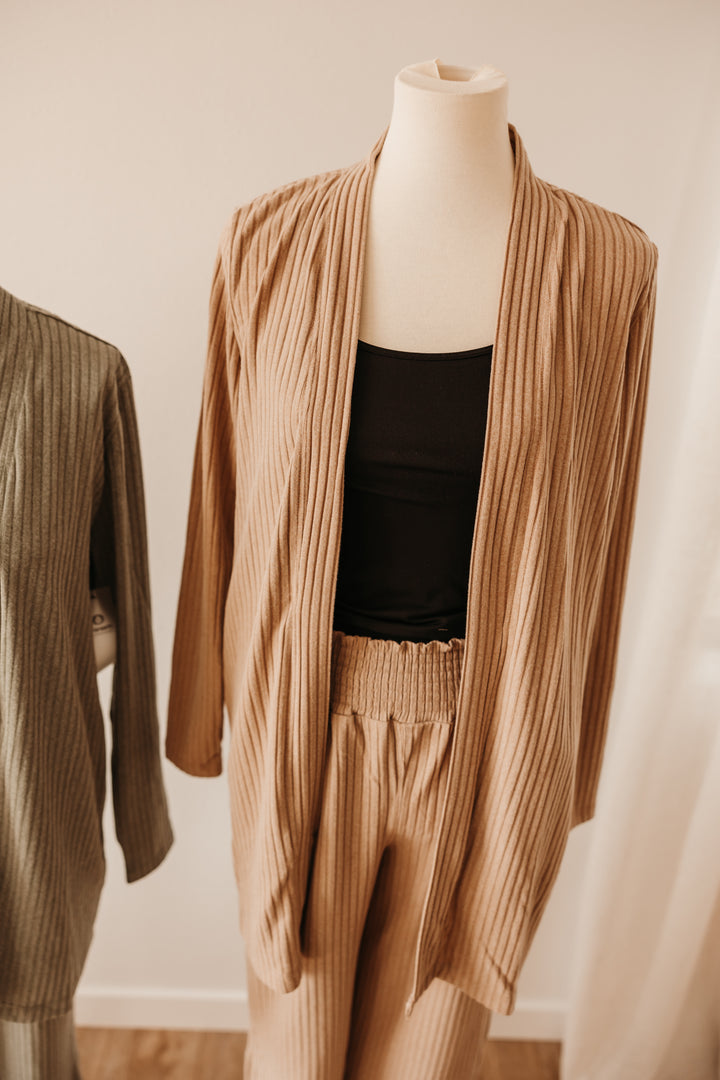 Soft Ribbed Cardigan Pant Set