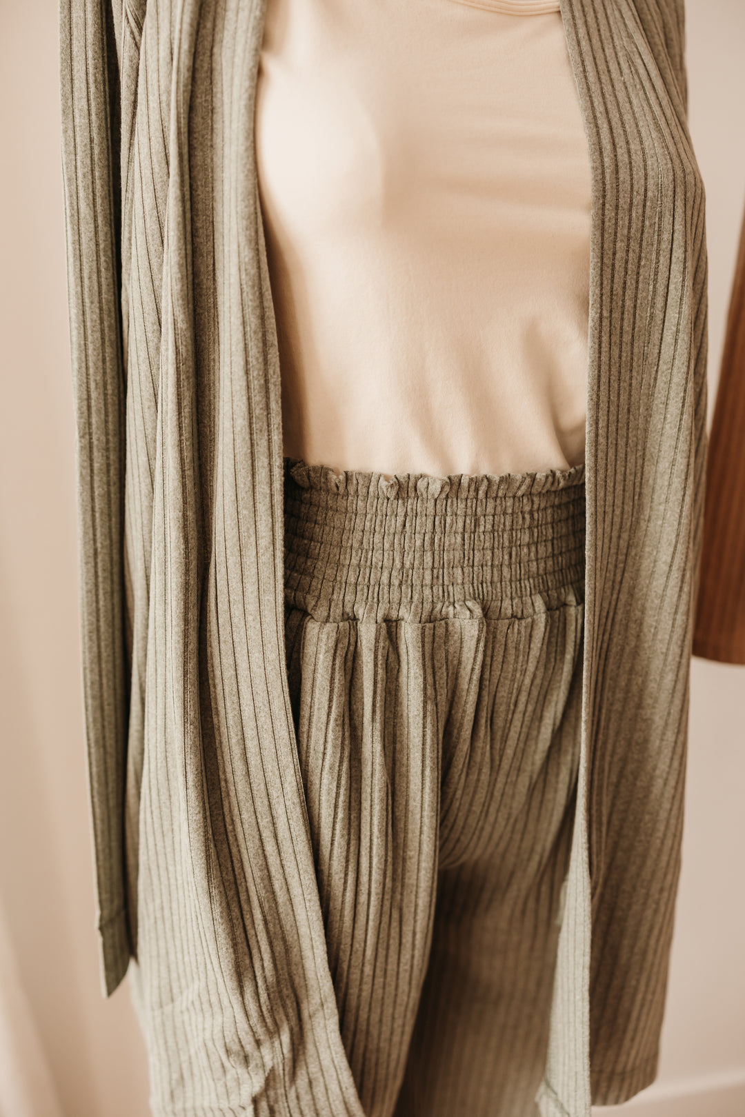 Soft Ribbed Cardigan Pant Set