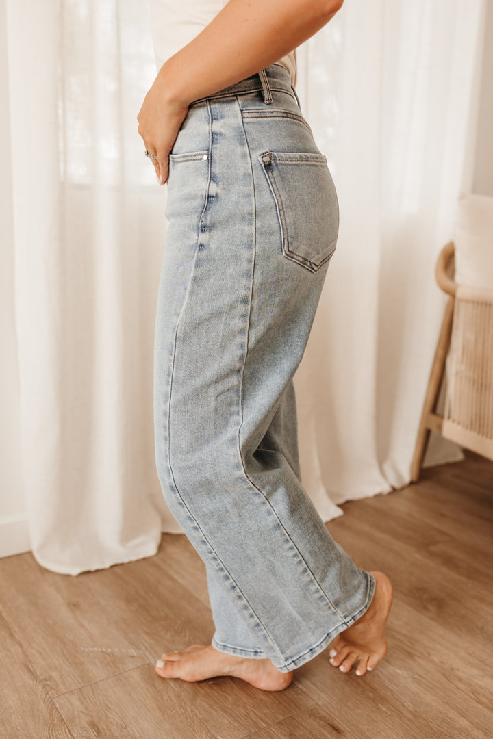 Risen Crop Barrel Jeans