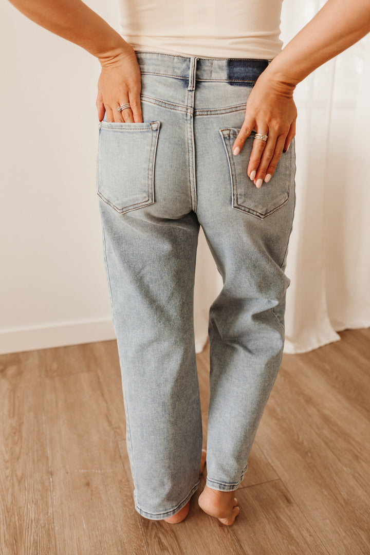 Risen Crop Barrel Jeans