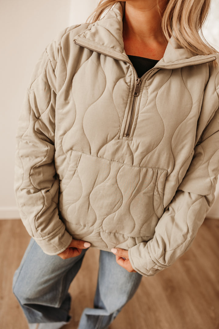 Quilted Half Zip Pullover