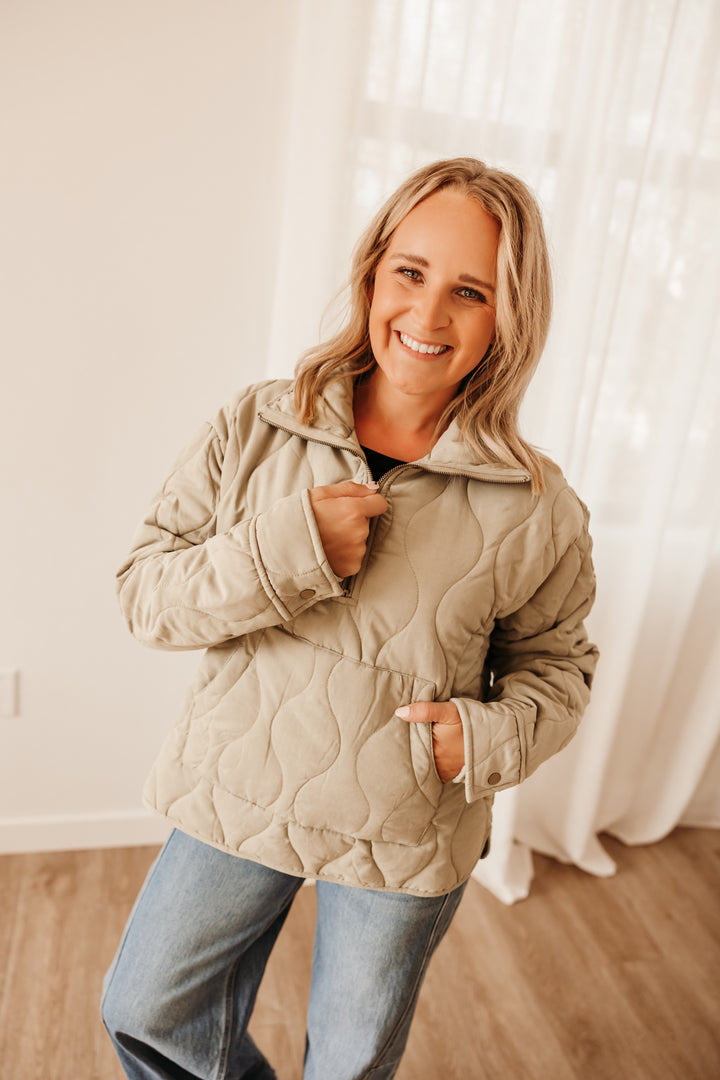 Quilted Half Zip Pullover