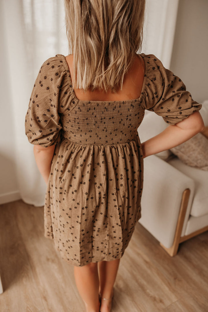Floral Corduroy Babydoll Dress