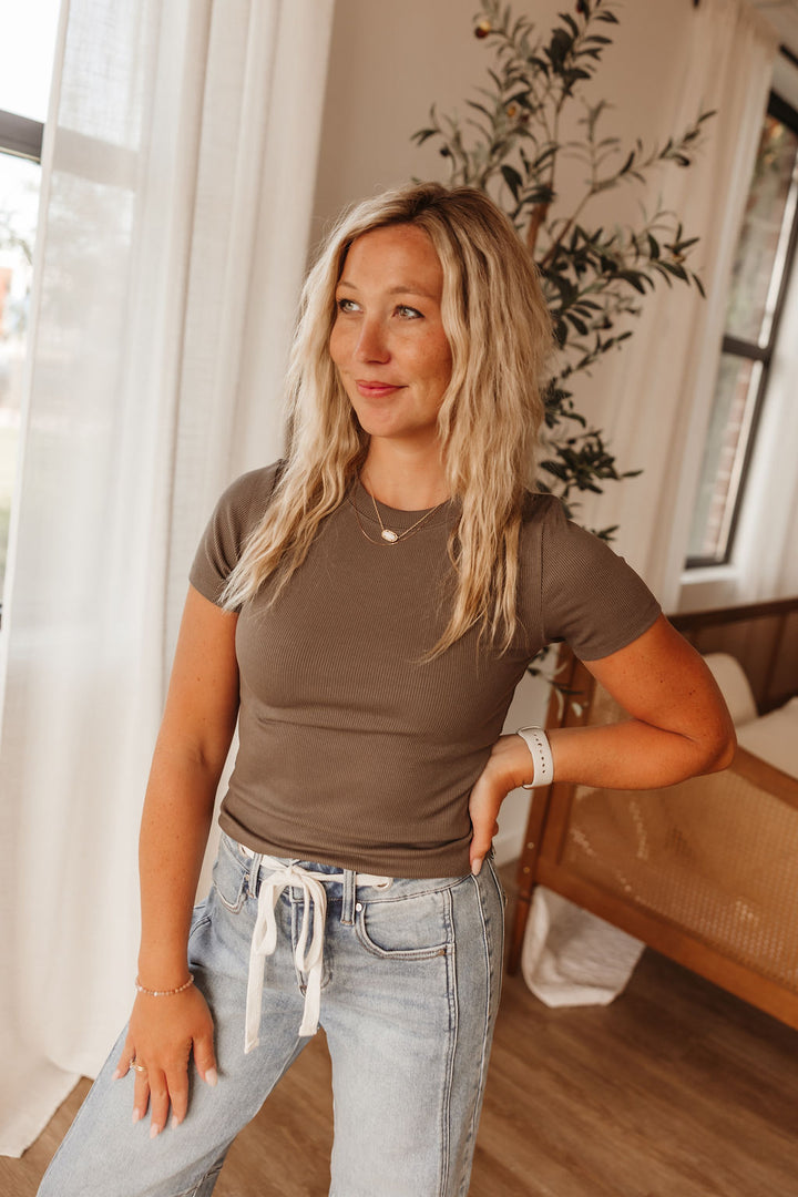 Essential Ribbed Short Sleeve Top