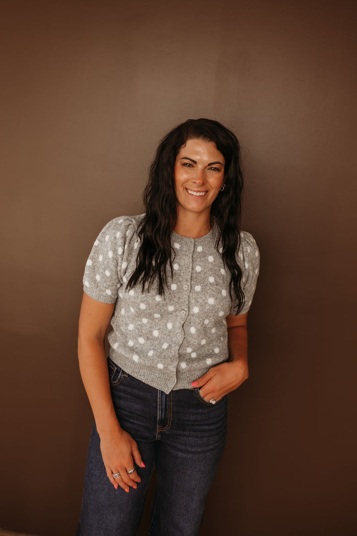 Puff S/S Polka Dot Cardigan