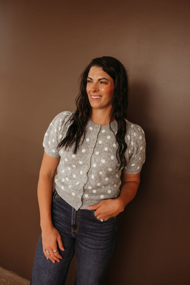 Puff S/S Polka Dot Cardigan