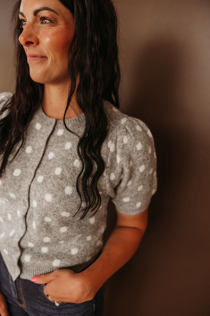 Puff S/S Polka Dot Cardigan