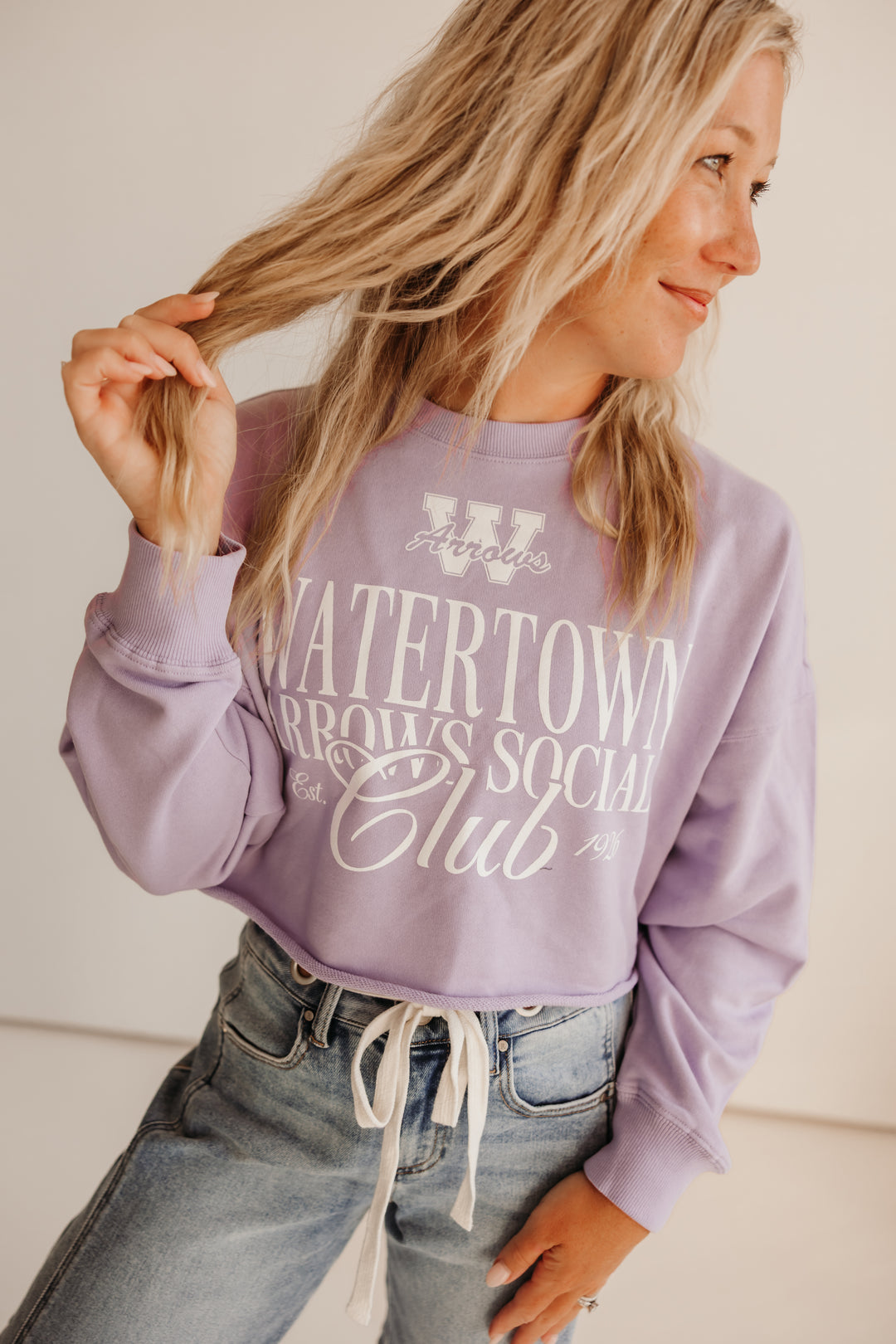 Lavendar Social Club Crop L/S