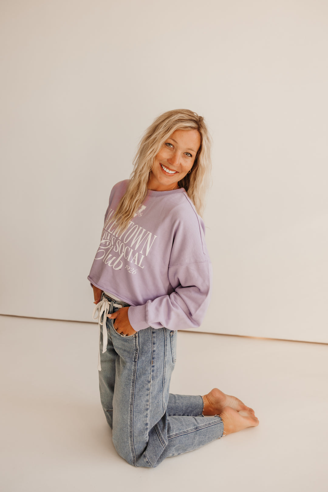 Lavendar Social Club Crop L/S