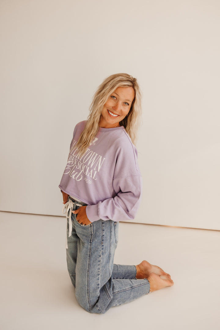 Lavendar Social Club Crop L/S