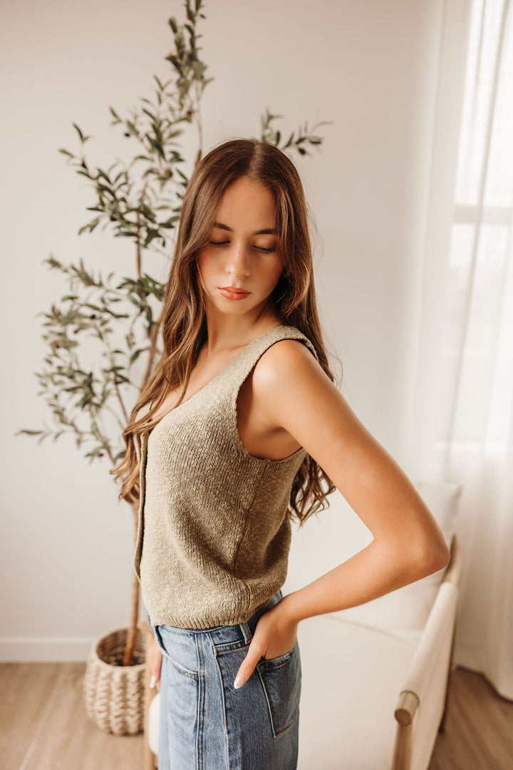 Sage Button Up Vest