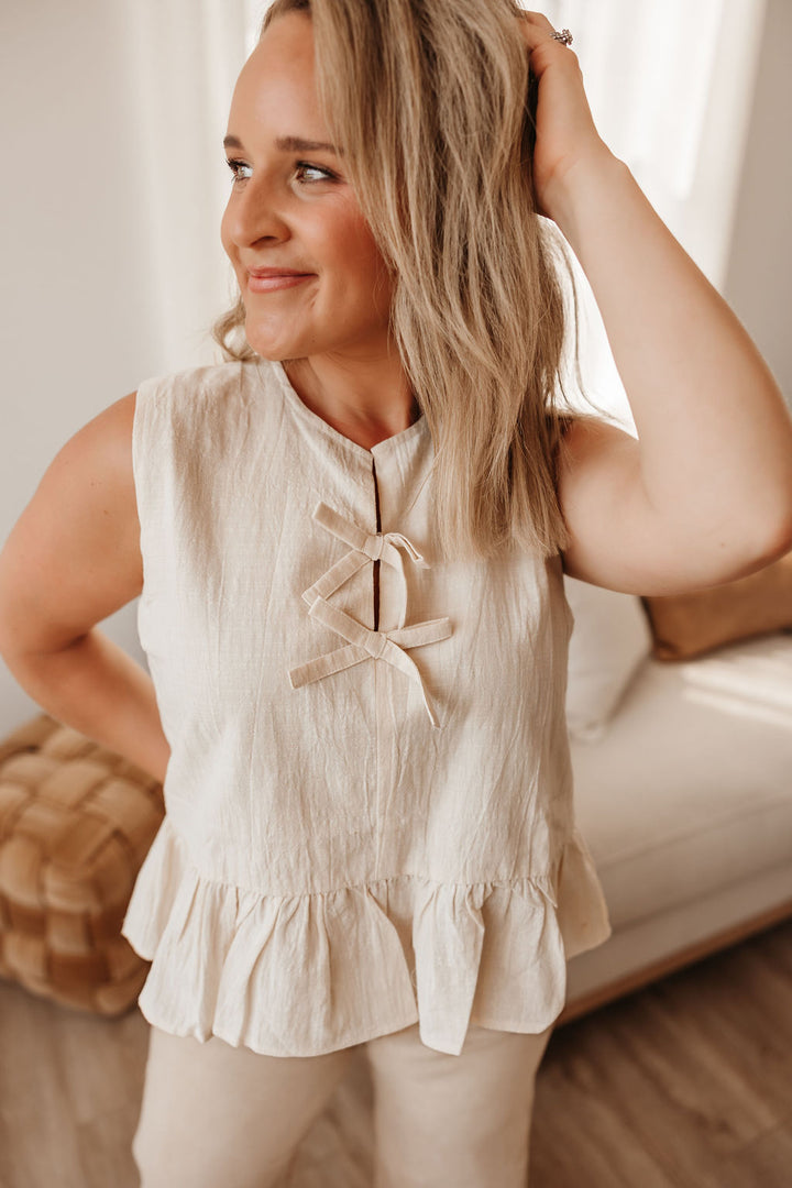 Bow Detail Peplum Top