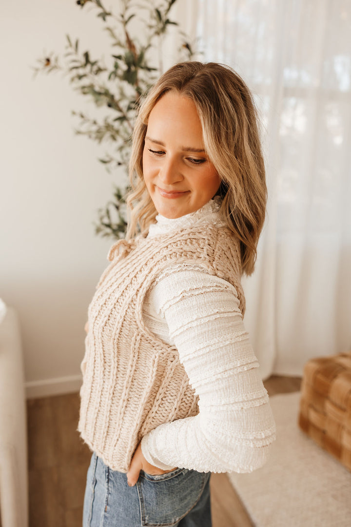 Front Tie Chunky Sweater Vest