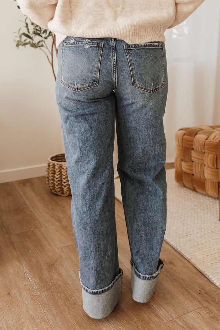 Vervet High Rise Cuffed Baggy Wide Leg Jeans