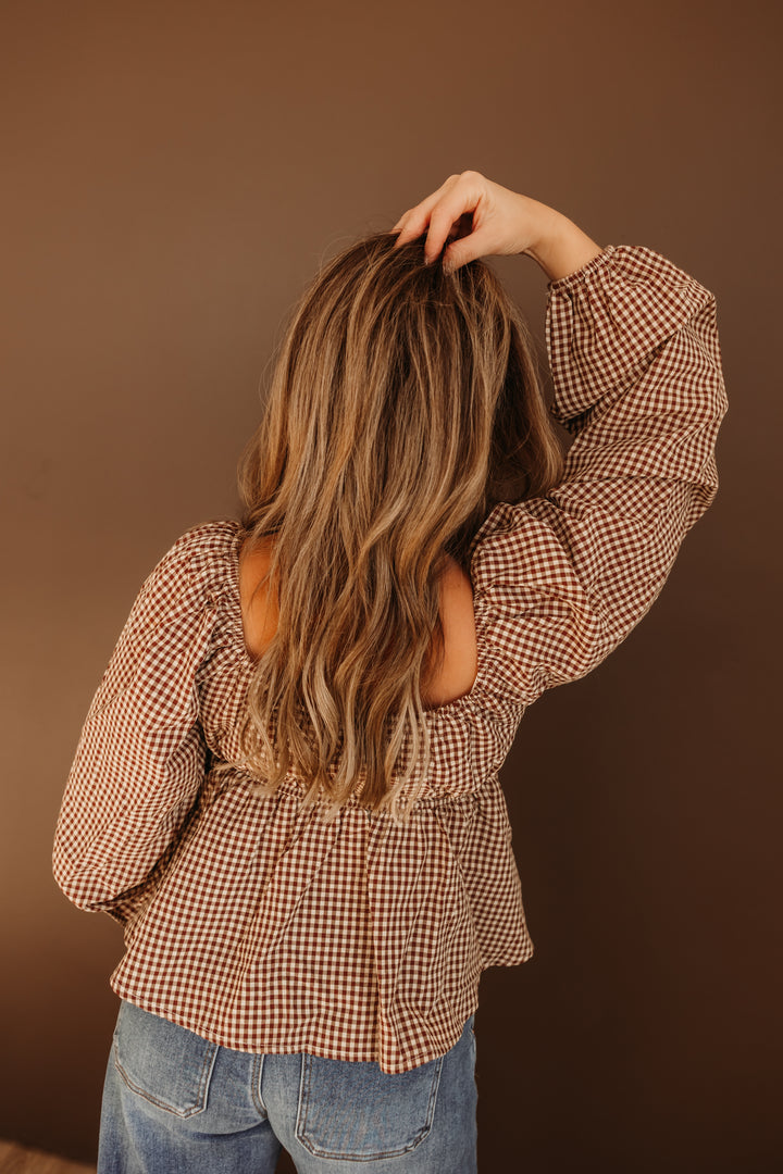 Liesel Gingham Peplum Top