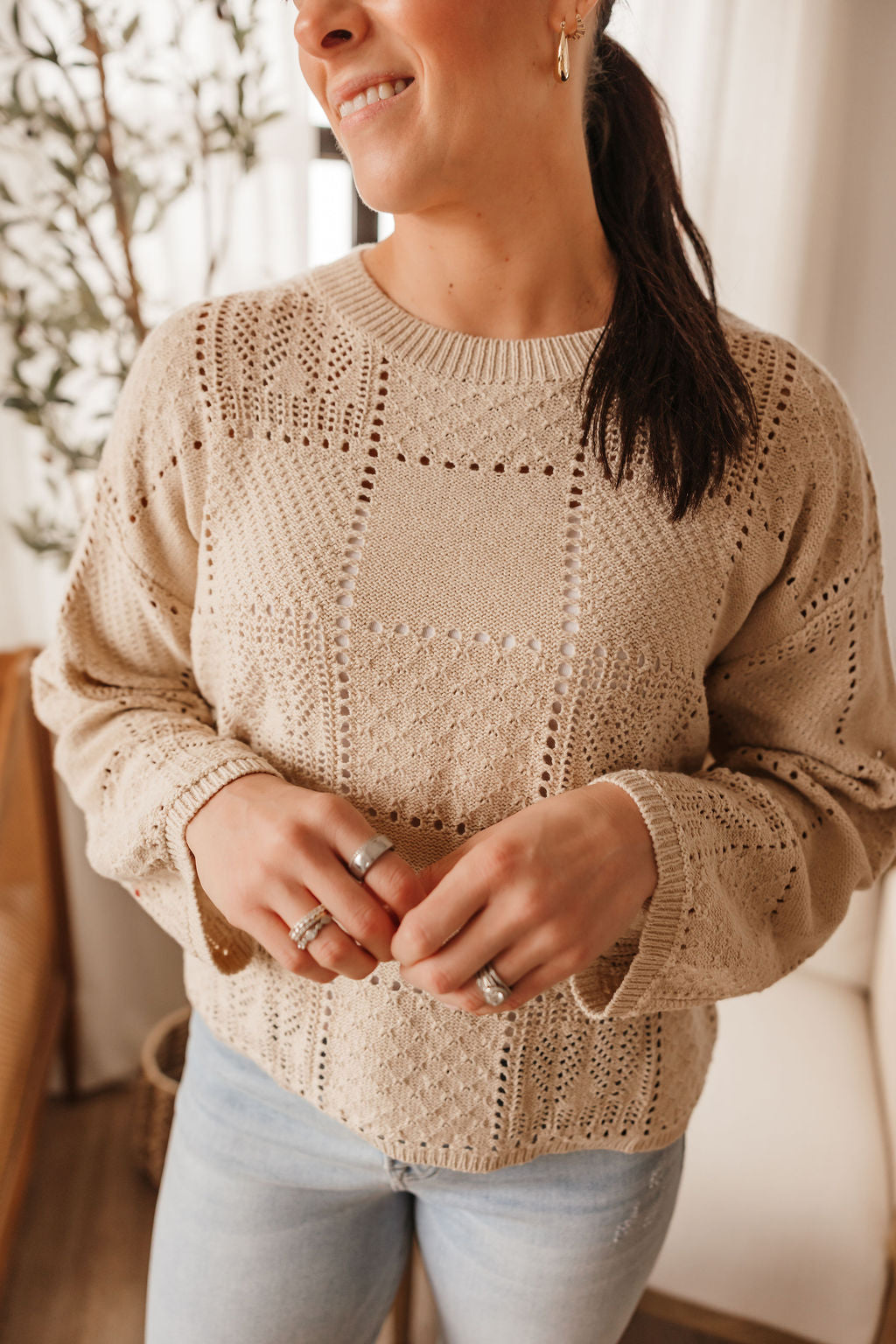 Knit Detail L/S Top