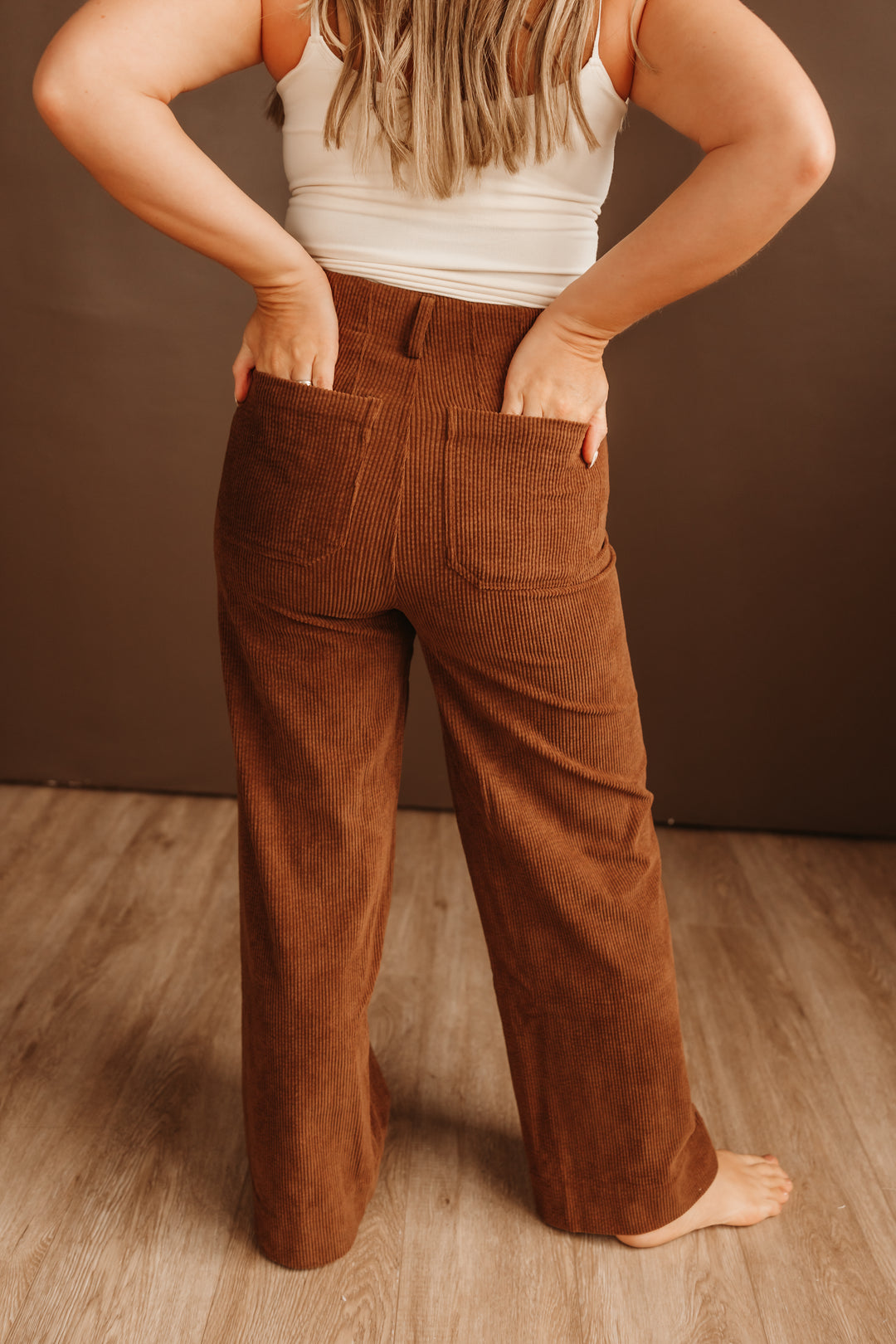 Corduroy Wide Leg Crop Pants