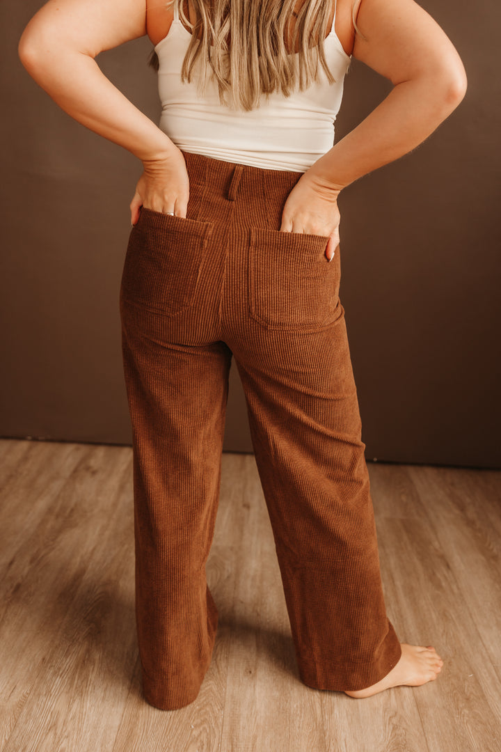 Corduroy Wide Leg Crop Pants