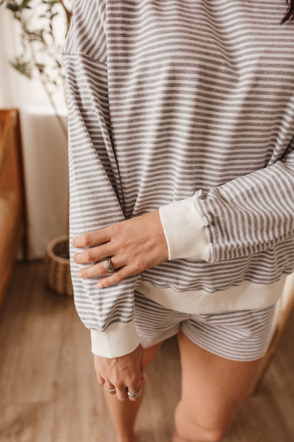 Stripe Shorts and Sweatshirt Set