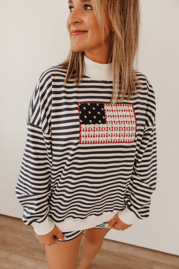 Stripe Mock Neck Flag