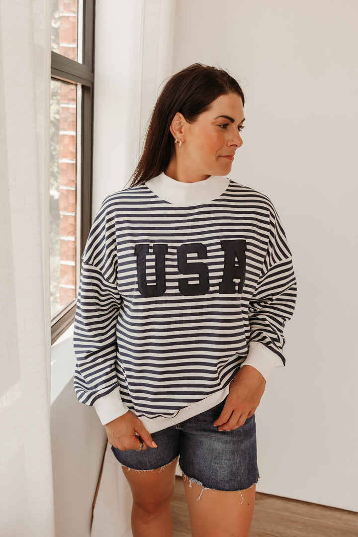 Stripe Mock Neck USA