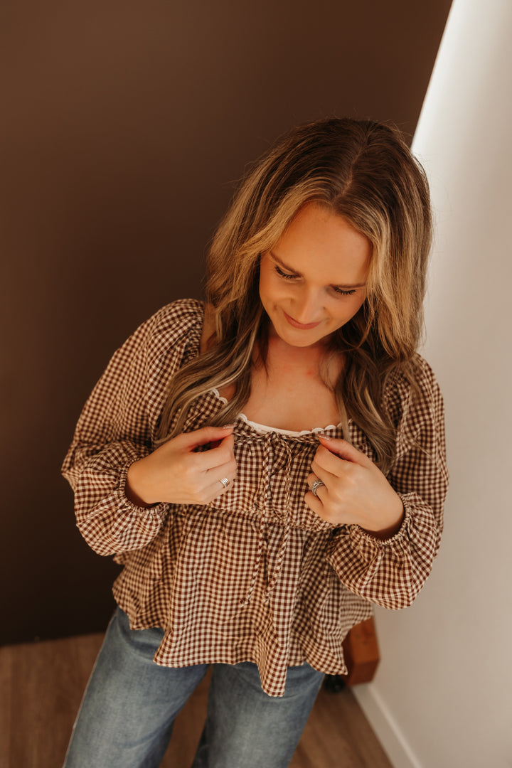 Liesel Gingham Peplum Top