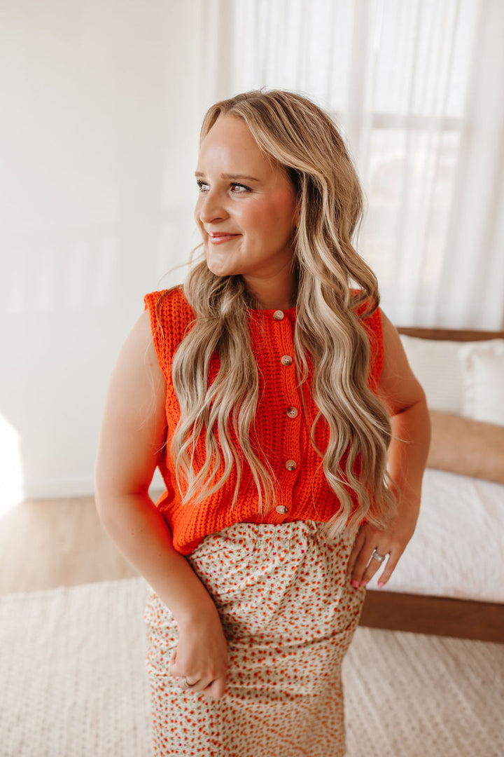 Button Up Sleeveless Sweater