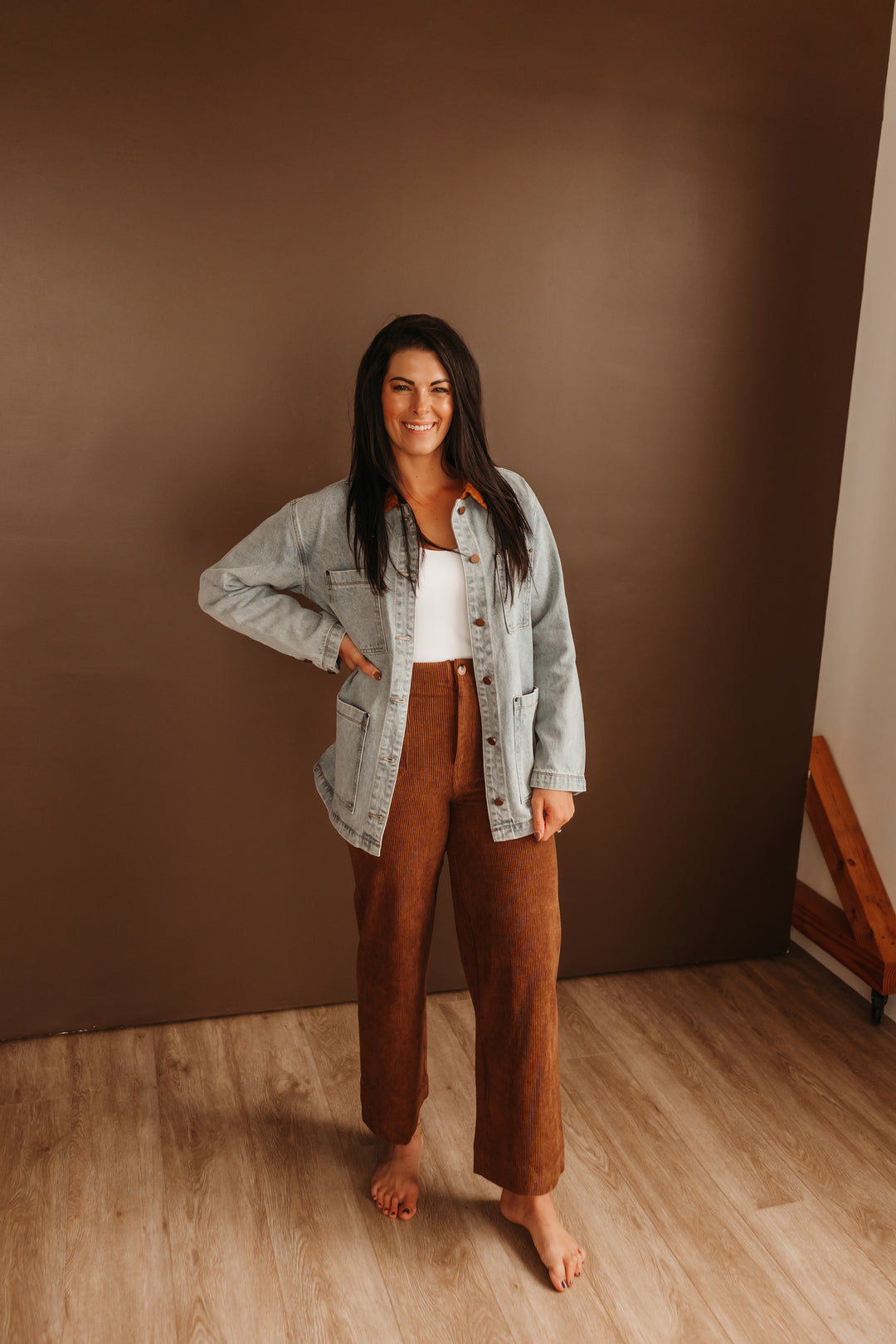 Corduroy Contrast Denim Barn Jacket