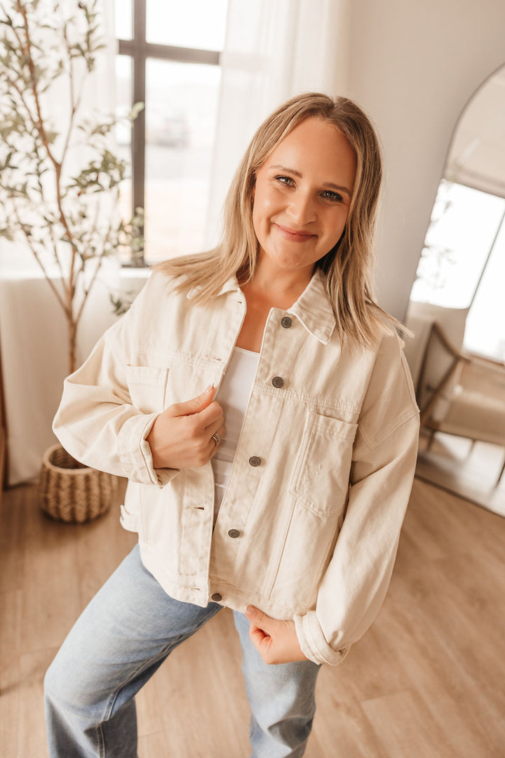 Cream denim jacket