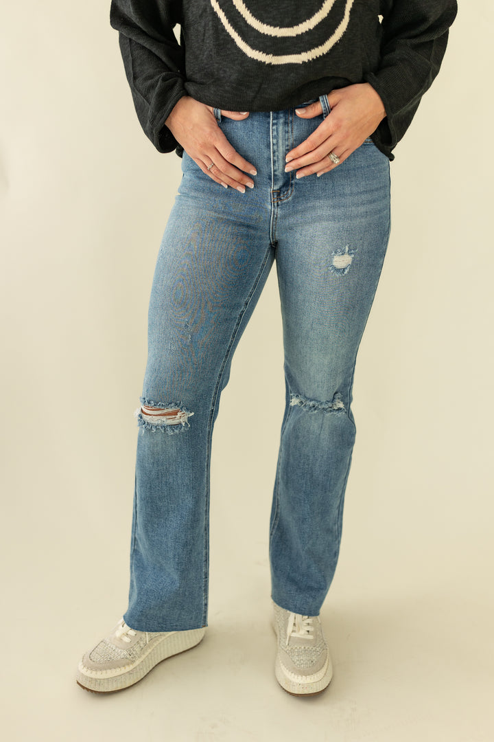 Risen High Rise Distressed Flare