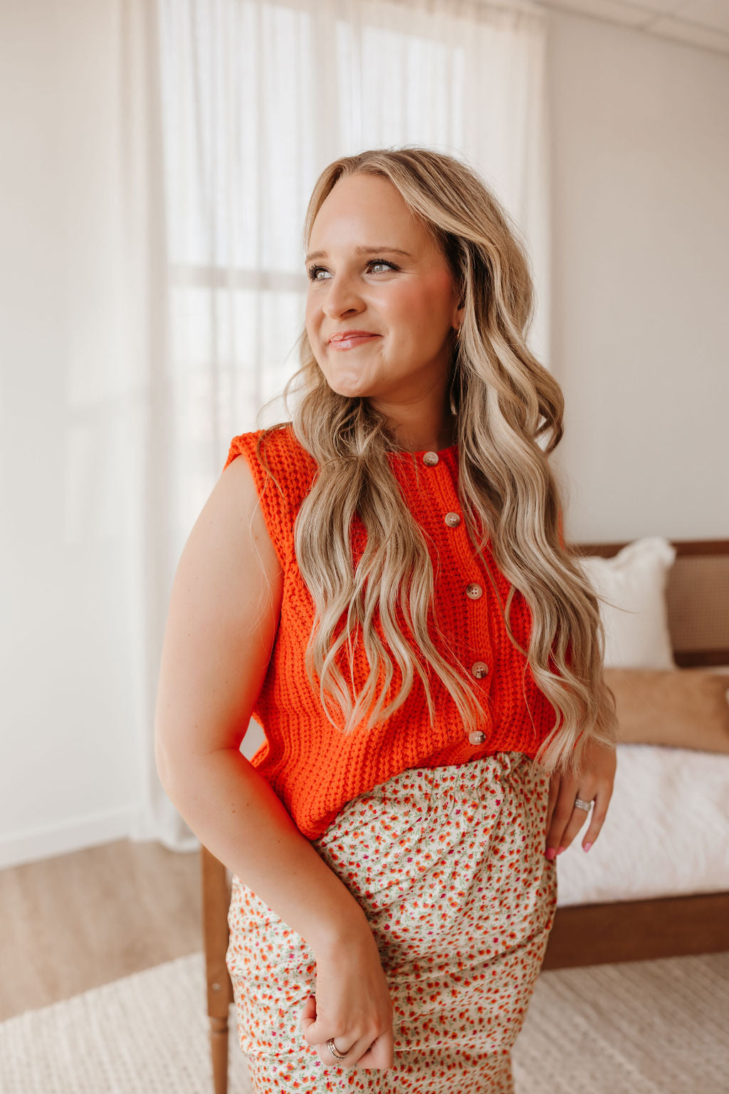Button Up Sleeveless Sweater