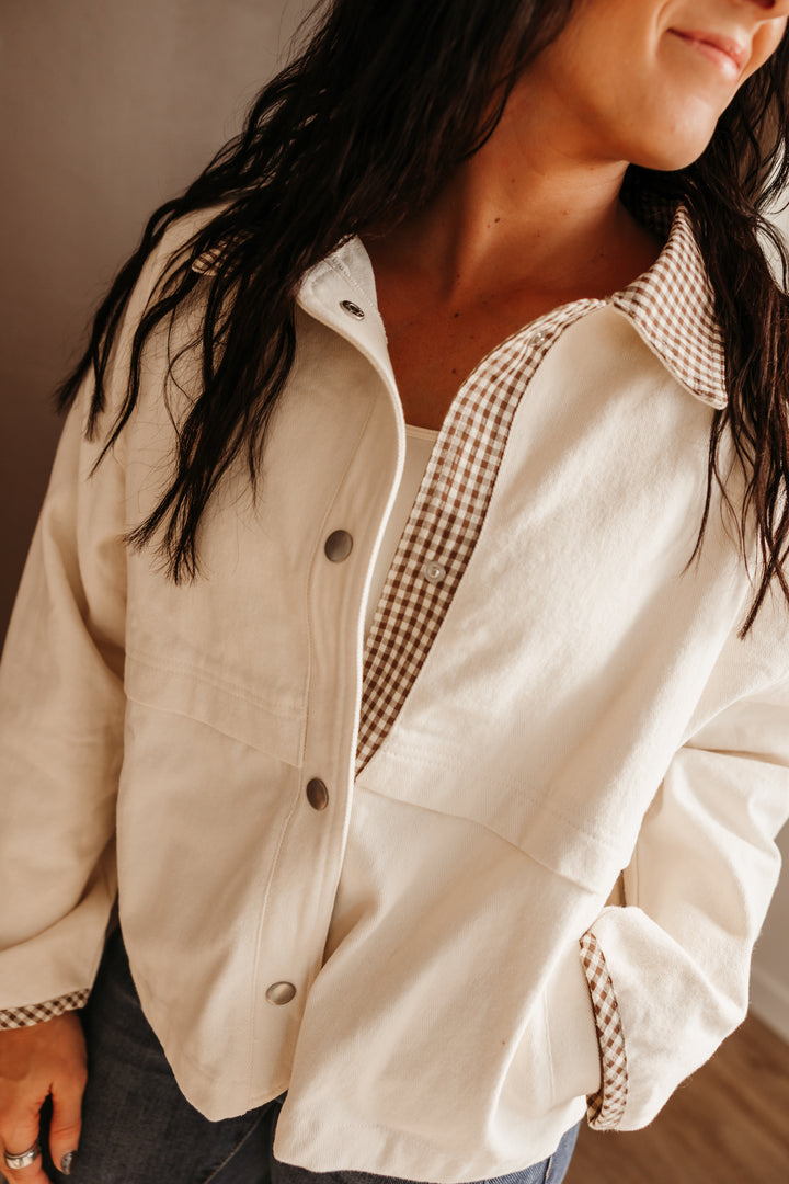 Jacket with Gingham Contrast
