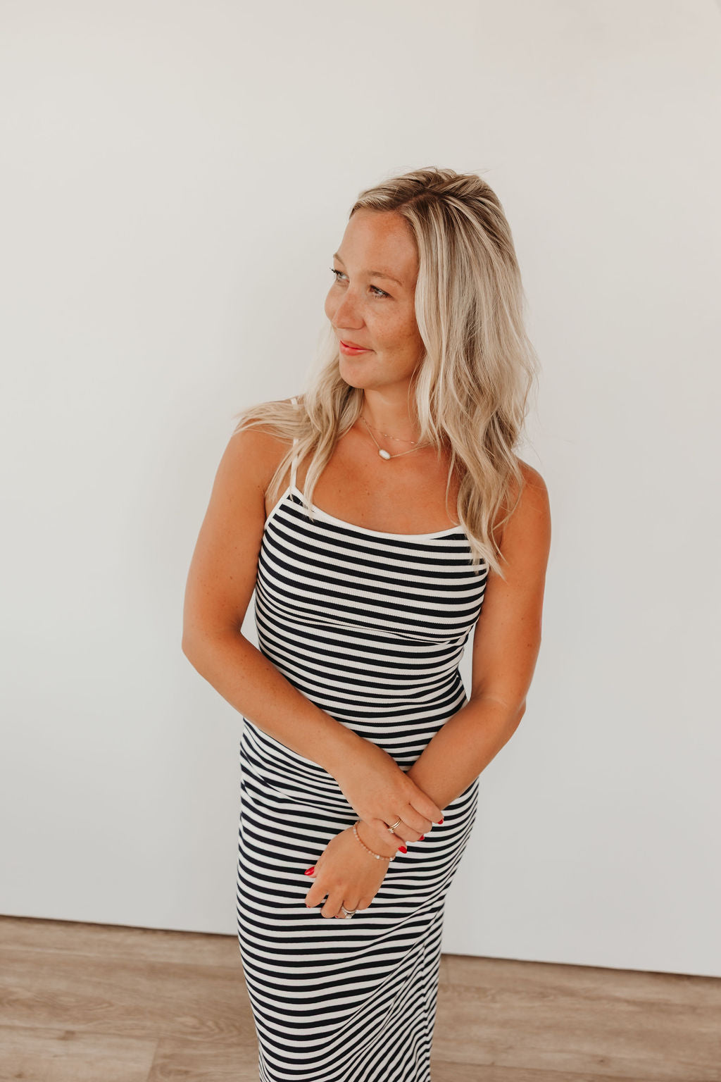 Navy-White Striped Midi Dress – The Shop by Kalyssa Rae