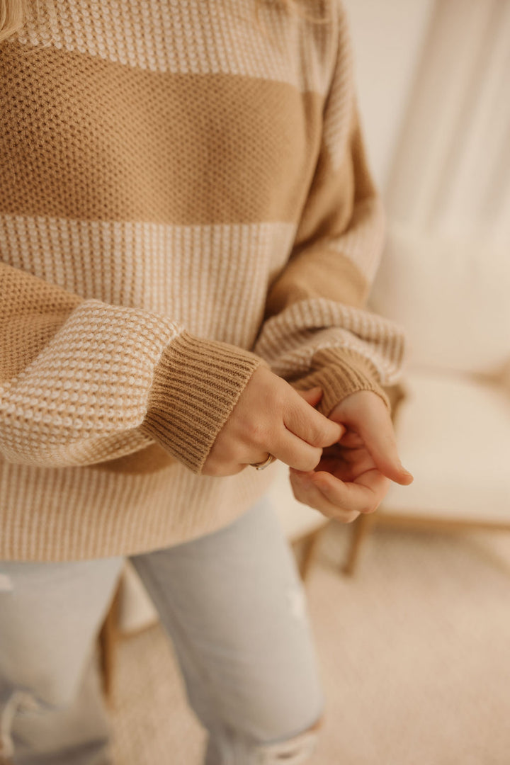 Two Tone Striped Oversized Sweater