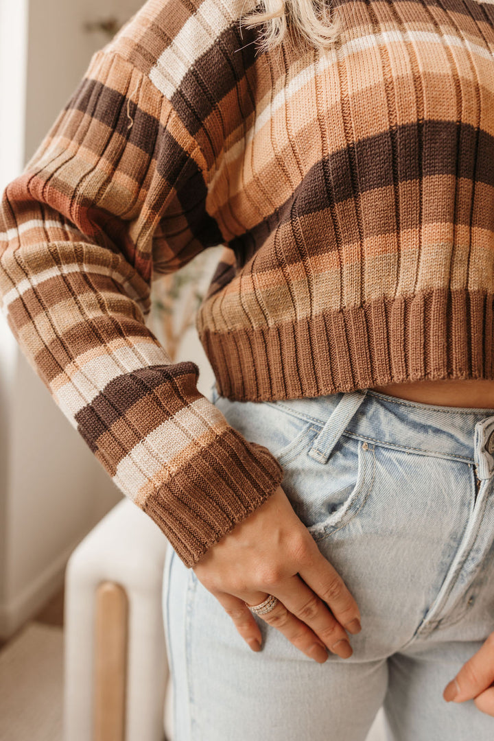 Ribbed Stripe Crop Sweater