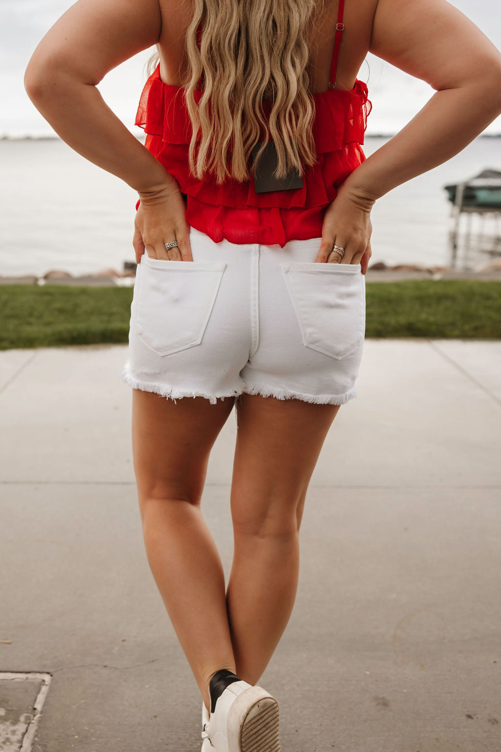 KanCan High Rise White Shorts