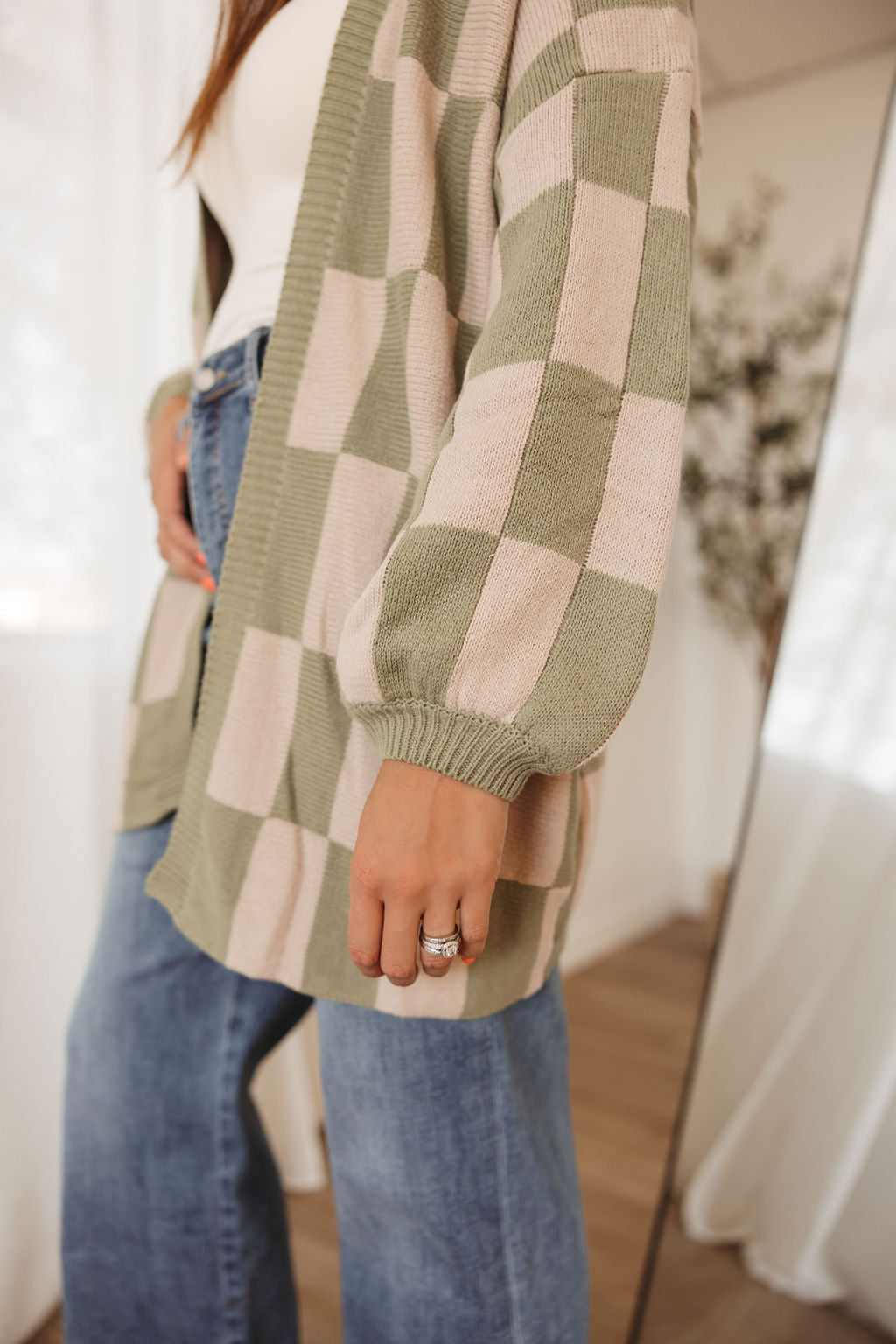 Oversized Checker Cardigan